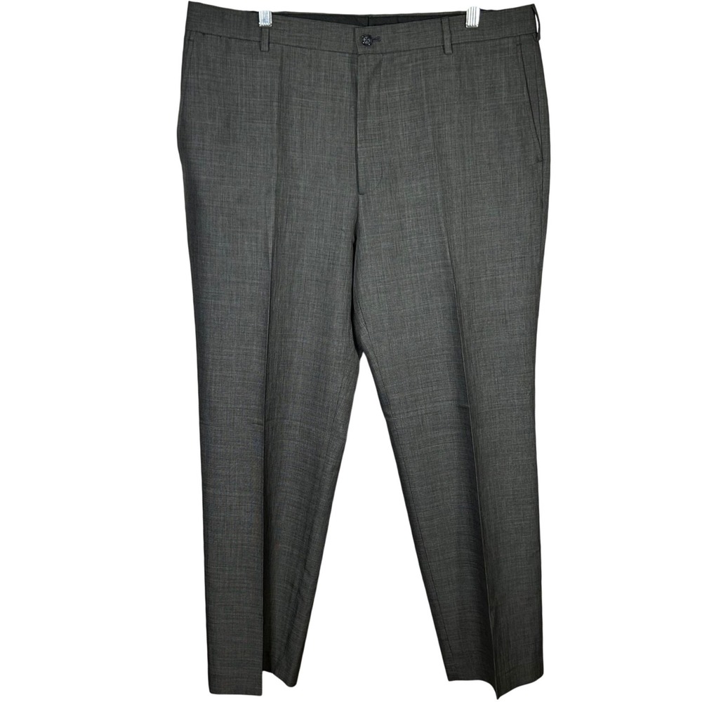 CUBAVERA Mens Gray Pin Stripe Dress Pants Size 38x32 Polyester Flat Front